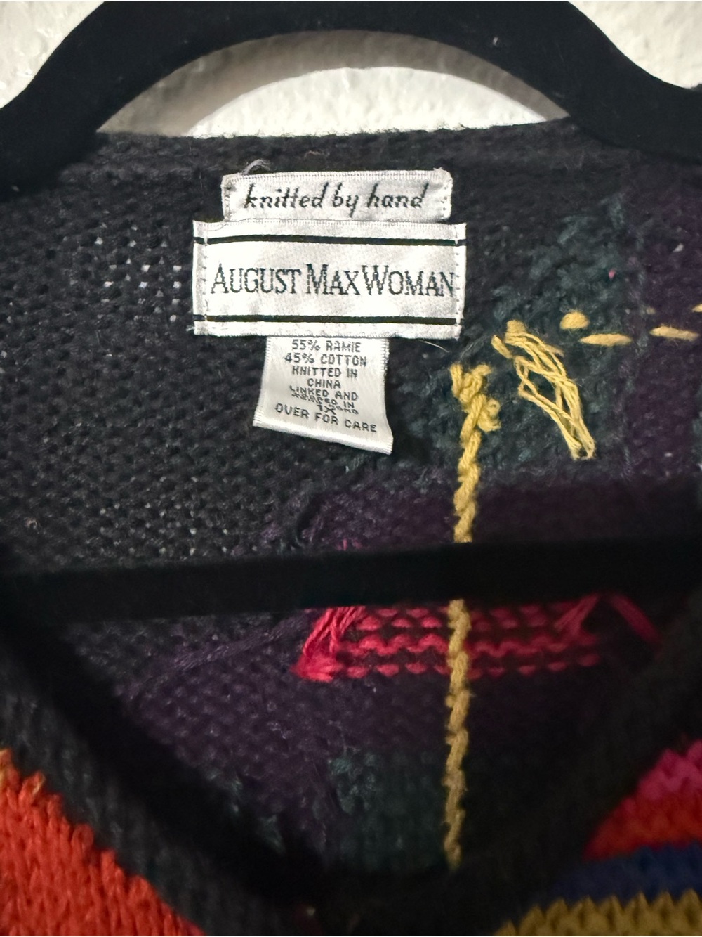 August Max Woman Vintage 1980s / 1990s Patchwork Cardigan - Picture 3 of 4